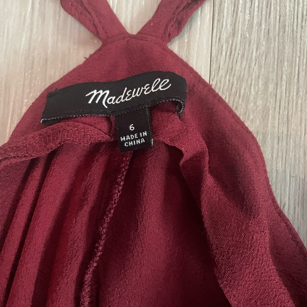 Madewell Ruffle-Strap Cami Top Burgundy Wine Red size 6 - Picture 7 of 10